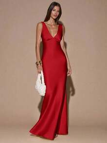 Women Midi Dresses - 紅色的 - 查看 4