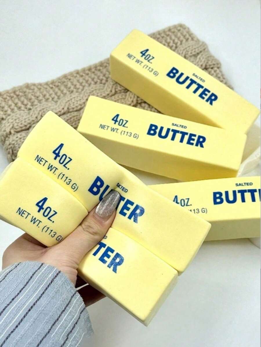 1pink Soft Butter Stick, Slowly Rebounding To Relieve Stress, Relaxing And Stress Relieving Gift Suitable For All Ages, Daily Entertainment Party Use, Can Be Used For Work, School, Entertainment And Party Games, Making - Yellow - View 1