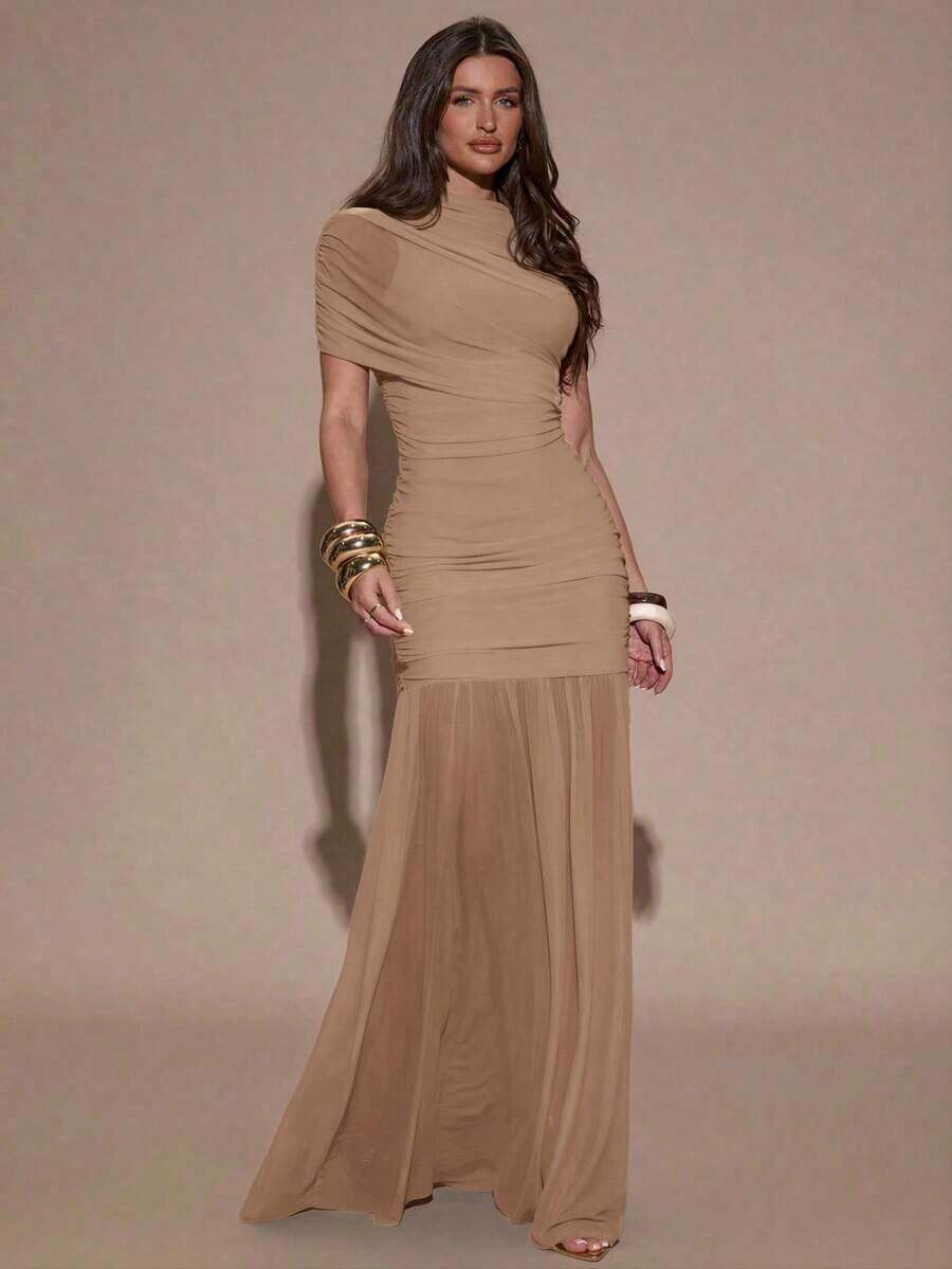 Women Midi Dresses - 卡其色 - 查看 1
