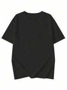 [ 100% Cotton ] Recommended New Products For Summer 2026: Lace Logo T-Shirt, Summer Dress, Women's Fashion T-Shirt, Short Sleeve Office Casual 200g Cotton Cartoon Character Printed Loose White Top, Y2K Women's Top, Spring Dress Top - Black - View 2