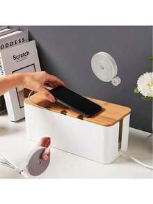 2/1pc Cable Management Box With Wide Side Opening, Easy Plug-In And Pull-Out, Power Strip Concealment Box, Ventilated Design, Suitable For Home Theater Cable Organization - Multicolor - View 5