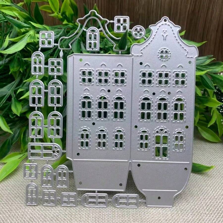 3D房屋切割模具 房屋壓花模板 碳鋼切割模板 金屬手工切割模具 適用於製作卡片、手工相簿、裝飾品等 - DIY可愛建築 - 查看 1