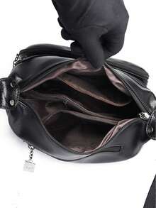 LANYIBAIGE Women's Brand Genuine Leather Crossbody Shoulder Bag, Portable Large Capacity Soft Shoulder Bag - Black - View 9