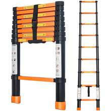 MAOHELAD Aluminum Alloy Telescopic Ladder, One-Button Retraction Function, 8.5 FT Lightweight Ladder, 330 Lbs Load Capacity, With Non-Slip Angled Feet, 9 Steps - Multi-Purpose Foldable Extension Ladder, Suitable For Home Indoor Use, Garden, RV Campinga, Household Ladder. - Một nút bấm - 102,36 inch - Xem 1