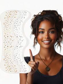 4pcs Tattoo Face Stickers - Gold - Face Glitter Makeup Accents - Glowing - Face Glitter Accent Stickers - Cute Women's Glitter Makeup Accessories - Face Makeup Glitter Powder, Suitable For Eid, Ramadan, Carnival/Mardi Gras/Masquerade Party Gifts - Multicolor - View 1