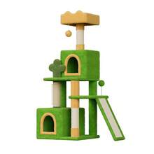 DOGAT Large 131cm Cat Tree Tower Multi Level With Scratching Posts Condos Ladder Hammock Perch Hanging Ball Indoor Activity Centre For Cats Climbing Resting Playing Green - Green - View 10