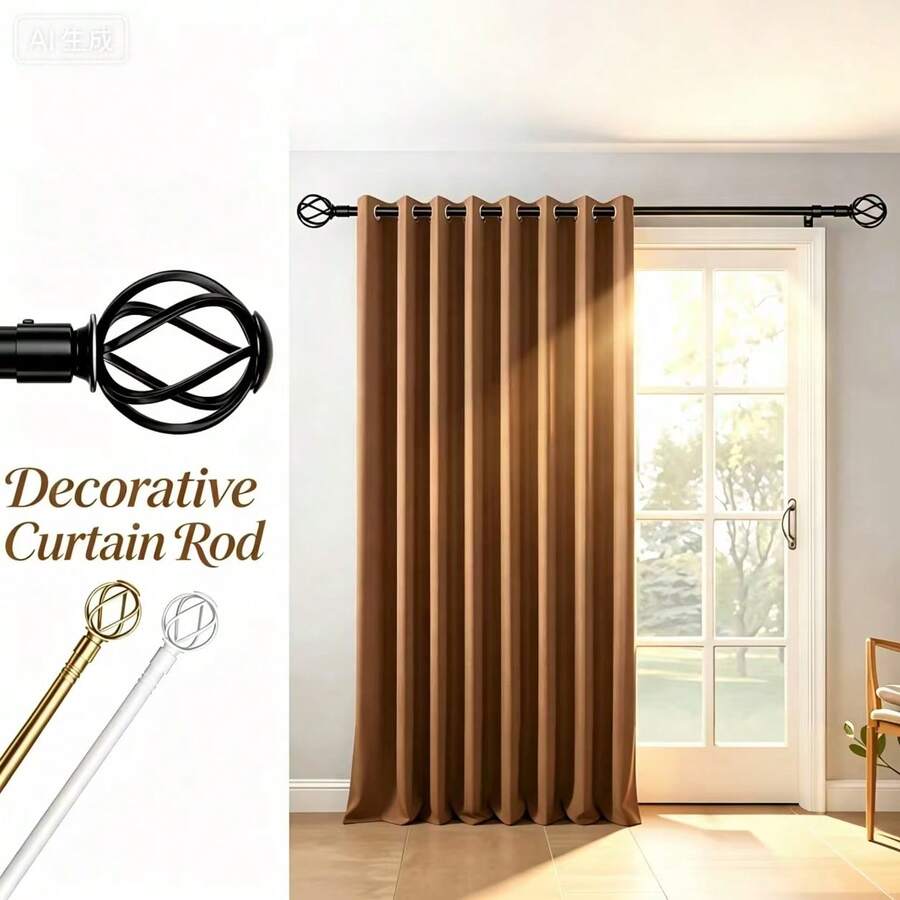 1 Set - 28-158 Inch Black Curtain Rod Set With Twisted Cage Finials, Adjustable Window Drapery Rod Set With Brackets, Suitable For Bedroom, Kitchen Decor, 5/8 Inch Rod Diameter, Heavy Duty