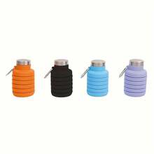 1pc Portable Folding Cup, Collapsible Silicone Water Cup, Reuseable 16oz, Lightweight Leakproof Portable Travel Water Bottles For Traveling Camping Hiking Sports Outdoors - Black 1pcs - View 9
