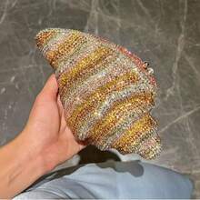 Bolso de noche brillante con conchas marinas y pedrería para mujer, bolso de mano de verano para cenas, playa, fiesta de graduación. - Marrón - Ver 8