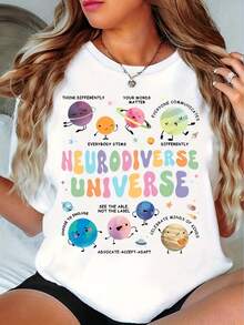 T-Shirt Printed With The Neurodiverse Universe - 白色 - 查看 6