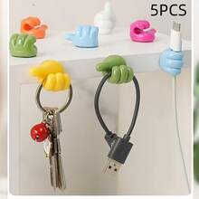 10/20個創意大拇指形狀黏貼式電纜夾，垂直大拇指設計用於固定電纜，方便桌面、床邊、書桌收納 - 理線掛鉤 - 查看 6