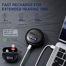 可充電式入耳式耳機 (非無線),附音量控制與鋰聚合物可充電電池,耳掛式設計,降噪,放大器,USB充電 - 查看 2
