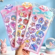 Glitter Magic 3D Shaker Stickers - Liquid Filled Sparkle Decals For Kids Magical Liquid Shaker Stickers With Moving Glitter - Kawaii Water Shake Decals Glitter Magic Liquid Shaker Stickers - Shiny Confetti Decals For Scrapbooking & Gifts - Multicolor - View 8