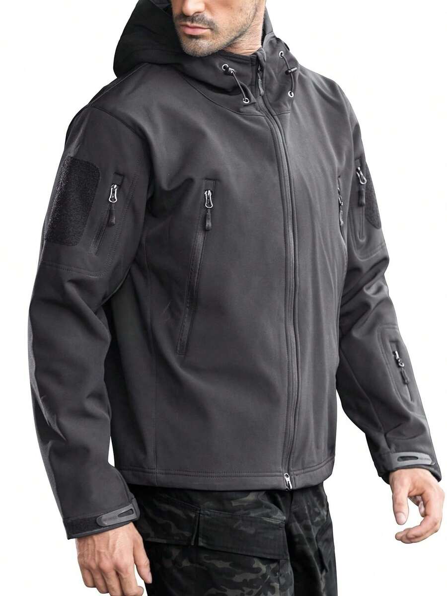 Tactical Military Jacket Made Of Soft Shark Skin - 灰色 - 查看 1