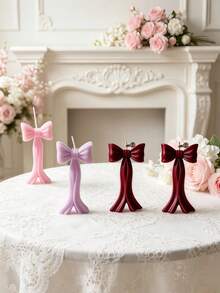 1 nến thơm dáng đứng hình nơ phong cách Pháp, nến hình nơ 2.56*5.11 inch, nến trang trí, đạo cụ chụp ảnh, phù hợp trang trí nhà cửa, trang trí phòng, trang trí phòng khách, ý tưởng quà tặng tuyệt vời, trang trí lễ hội, quà tặng cho nữ, trang trí chụp ảnh, quà tặng sinh nhật - Nến hình nơ - Xem 2