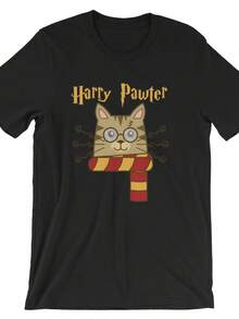 Harry Pawter T-Shirt With Cute Kitten Design - Black - View 6