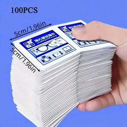 50pcs-100pcs Disposable Eyeglass Cleaning Wet Wipes, Size 10.5cm*5.2cm, Can Clean Glasses, Phone Screens And Lenses, Please Unfold Before Use, Portable And Suitable For All Seasons