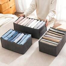Foldable Fabric Storage Box, 7/9 Grid Drawer Style Organizer Bin For Jeans, Pants, Underwear, T-Shirts Etc, Wardrobe And Dresser Storage, Dorm Closet Pants Divider - Grey - View 14