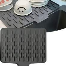 1 pieza Alfombrilla de secado de platos de silicona antideslizante, drenaje rápido para vajilla, con diseño de patrón de drenaje hueco con muesca de drenaje, adecuada para entusiastas del almacenamiento de cocina, limpieza de vajilla, secado y colocación de vajilla después de la comida, control y drenaje de agua de tazas/ollas/juegos de té, protección de agua de la encimera del fregadero - Multicolor - Ver 7