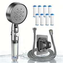 5-Mode Filtered Pet Shower Head With Stop Button - Universal Handheld Sprayer For Dog And Cat Bathing, Bathroom And RV Use, Complete Set Includes Wall Mount Bracket And Hose - Multicolor - View 1