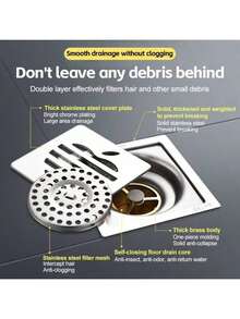 Gun Grey Floor Drain, High Flow Drainage, Bathroom Anti-Odor And Anti-Insect Floor Drain With Removable Cover And Deodorizing Core, Easy To Clean Hair And Debris, Avoid Frequent Unclogging. Standard Size Design Compatible With Most Pipes, Easy Installation For New Or Old Renovations. - Multicolor - View 12