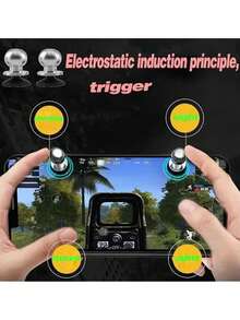 2pcs Mobile Game Controller Trigger Kit, Sensitive Joystick & Touch Screen Buttons, BGMI Phone Game Gamepad Trigger And Joystick Set - High Sensitivity Touch Screen Shooting Buttons For IPhone & Android, Easy-Install Suction Cup Ergonomic Gaming Accessories - Multicolor - View 4