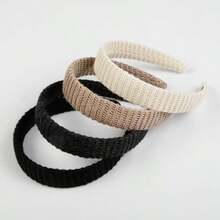 Yqq AIBFRID Women's Headbands, Wide Knitted Headbands, Modern Non-Slip Hairband For Women, Fashionable Neutral Headband, Hair Accessories, 4 Pieces - 復古頭飾 - 查看 3