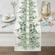 1pc Eucalyptus Leaf Print Table Runner, Suitable For Holidays, Parties, Birthdays, Dinners, Restaurant Table Decor, All Seasons, Home Decor - Multicolor - View 3