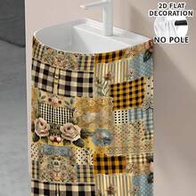 1pc Floral Pattern Printed Tablecloth, Kitchen Small Curtain, Cabinet Curtain With Curtain Holes, Easy To Hang, 100% Polyester, Rectangular, Woven, Machine Washable, Kitchen Decor And Accessories, Suitable For Kitchen Cabinets And Home Decoration - Multicolor - View 6