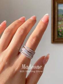 MADEONE 1pc 925 Sterling Silver Vintage Line Wrapped Ring, Suitable For Men And Women, Can Be Matched With Daily Outfits Or As Party Accessories. High-Quality Ring, Exquisite Jewelry Gift. - Style 5 - View 4