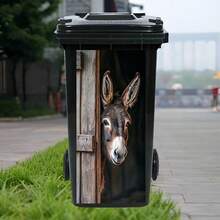 1pc Donkey Peeking Barn Door Trash Can Sticker - Self-Adhesive Farmhouse Decor, Curious Eyes, Removable PVC Window Decor, Suitable For Plastic Bins, Sheds, Living Room, Bathroom - Rustic Home Decor, Donkey Themed Decoration - A - View 5