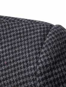 Men's Houndstooth Single-Breasted Suit, Business Casual Slim Fit Plaid Blazer - Black - View 5