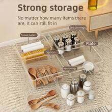 Kitchen Rolling Storage Cart With Slide‑Out Drawers & Top Handle, 3/4/5 Tier Large Capacity Drawer Storage Organizer, Mobile Utility Cabinet With Transparent Drawers & Lockable Wheels, Space‑Saving Multi‑Purpose Pantry Organizer, Classified Layered Storage Unit For Small Spaces, Ideal For Kitchen, Bedroom, Living Room, Bathroom & Rental Apartments - 彩色 - 查看 4