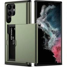 钱包式卡槽手机壳，兼容三星 Galaxy S23 S22 S21 S20 S24 S25 FE S24 Ultra Plus A55 A56 A36 A16 A17，防震防摔保护套 - 軍綠色 - 查看 4