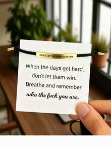 suteyi Don't Let The Hard Days Defeat You! - Inspirational Adjustable Bracelet (With Message Card) - Gift For Her - Multicolor - View 7