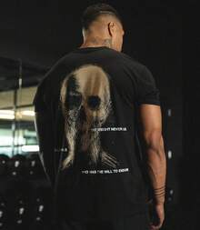 Gymreapers Men's Sports T-Shirt With Skull Design - Moisture-Wicking - Short Sleeve - Sports T-Shirt For Running And Fitness - Slim Fit And Quick-Drying - 白色 - 查看 2