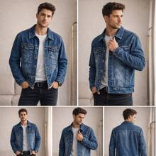 Men's Classic Slim Fit Denim Jacket - Rửa tối - Xem 3