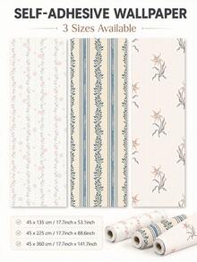 SUPSTICKER 1 buah Wallpaper Perekat Diri Motif Bunga 3 Gaya, Wallpaper PVC Tahan Air Motif Bunga & Garis Vintage yang Dapat Dilepas, Dekorasi Dinding Ramah Rumah Sewa untuk Kamar Anak, Kamar Tidur, Ruang Tamu, Dekorasi Rumah DIY, Ukuran: 17,72*53,15 inci/88,58 inci/141,73 inci - MultiWarna - View 2