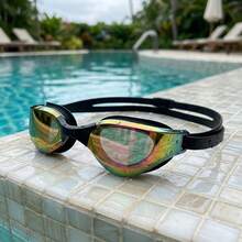 Gafas de natación competitivas profesionales para adultos, gafas de carreras con película electrochapada de colores, lente de alta definición, impermeables, antiempañantes, electrochapadas, gafas de natación de competición unisex, equipo de natación - Multicolor - Ver 5