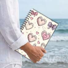 1pc A5 Notebook, Pink & Purple Heart Butterfly Hand-Drawn Cover Spiral Bound Journal, Suitable For Back To School, Daily Note-Taking, Girly Diary - A5 - View 6