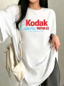 200g 100% Cotton T-Shirt, 2026 Women's Summer Fashion Cartoon Print Short Sleeve T-Shirt, Couple Style, Innerwear/Outerwear, Office Casual Round Neck Short Sleeve Top - White {Fun T-shirt/Women's Summer Clothing} - View 2