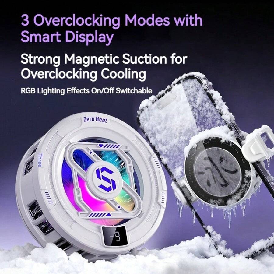 NEW Semiconductor Magnetic Cooler With Temperature Display Radiator Fast Heat Dissipation For Phones Gaming Tablet Cooling Pad - Multicolor - View 1