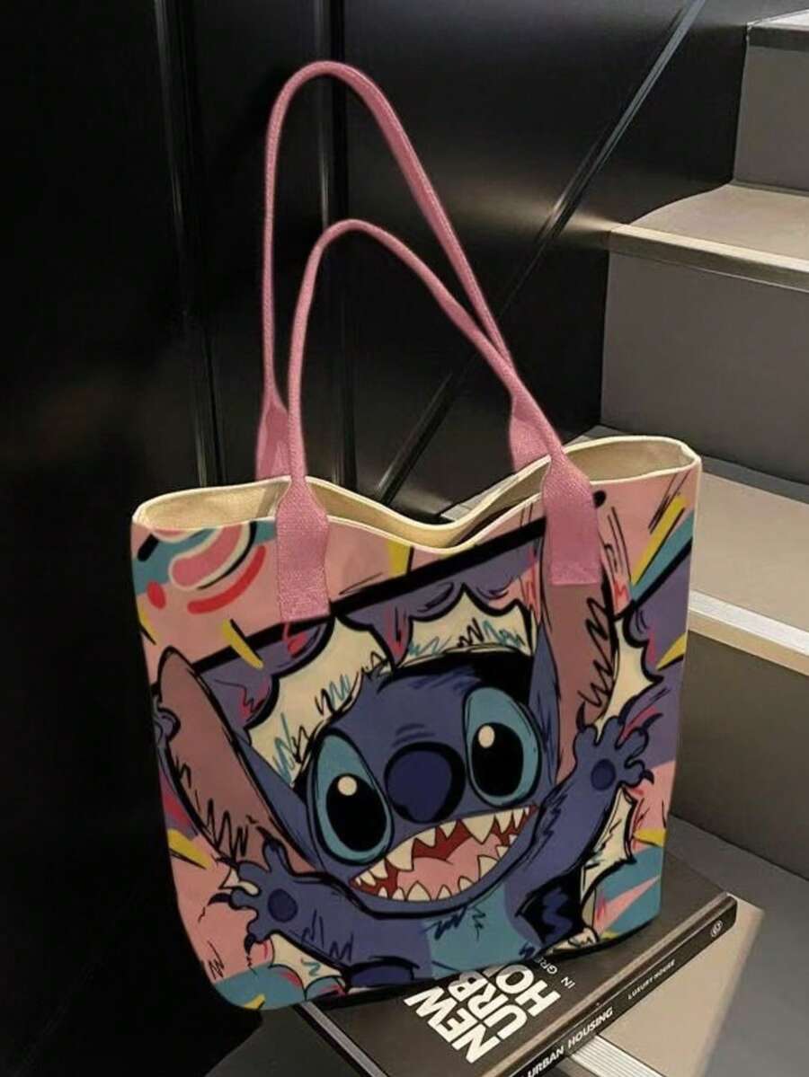 Lilo & Stitch 大容量可水洗斜背包、手提包、帆布包、托特包、史迪仔包,中性日常包,適合學校、辦公室、旅行和購物,可作為禮物、日常配件或穿搭配件 - A - 查看 1