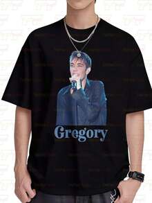 Cotton Shirt, Lemarchal Tribute Blue Singer Portrait, Size, Loose And Comfortable Fit. - Back - View 6
