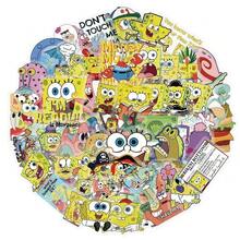 SpongeBob SquarePants 100 PIEZAS Pegatinas de Esponja PET Lindas de Dibujos Animados, Diseño Divertido de Pulpo para Scrapbooking y Decoración de Escritorio - Multicolor - Ver 3