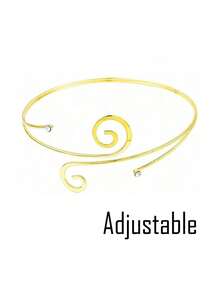 6pcs Set Minimalist Geometric Metal Arm Cuff Bracelet, Exaggerated Leaf Design Suitable For Beach Vacation & Street Style - A0003T-12 - View 3