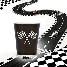 10/20/50 Pack 9oz Disposable Racing Car Party Cups – Black & White Checkered Flag Design, Race Track Themed Paper Cups For Race Car Birthday Decorations - TOP Recommendations - View 11