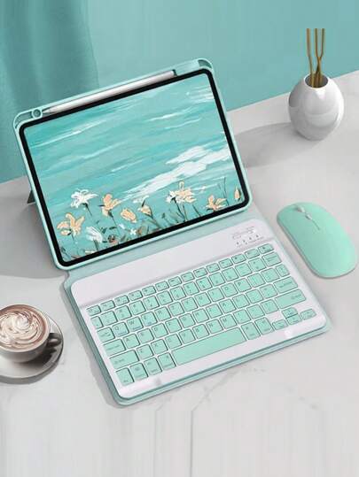 AKKHOO Rechargeable Silent Wireless Bluetooth Keyboard Mouse Set, Mini Portable For Office Use With /Phone/Computer/Tablet