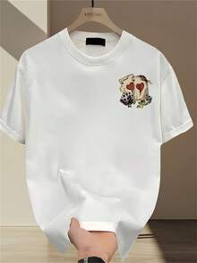 Camiseta de manga corta gruesa de verano para hombre con estampados modernos, estilo coreano y japonés versátil - Negro - Ver 8