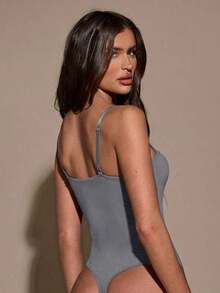Body Sexy Negro Ajustado para Mujer, Estilo Corsé, Ideal para Citas, Discotecas, Salidas, Ropa de Invierno, Top de Año Nuevo, Corsé Ajustado, Top de Navidad, Ropa de Invierno para Mujer - Gris Oscuro - Ver 2